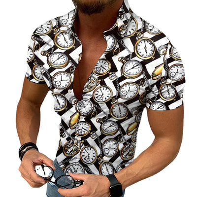 Camisa casual de hombre con estampado gráfico étnico de viento para el tiempo libre