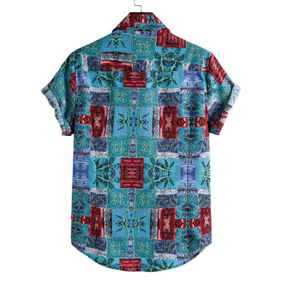 Elegante camisa de hombre de manga corta y aspecto retro confeccionada en algodón