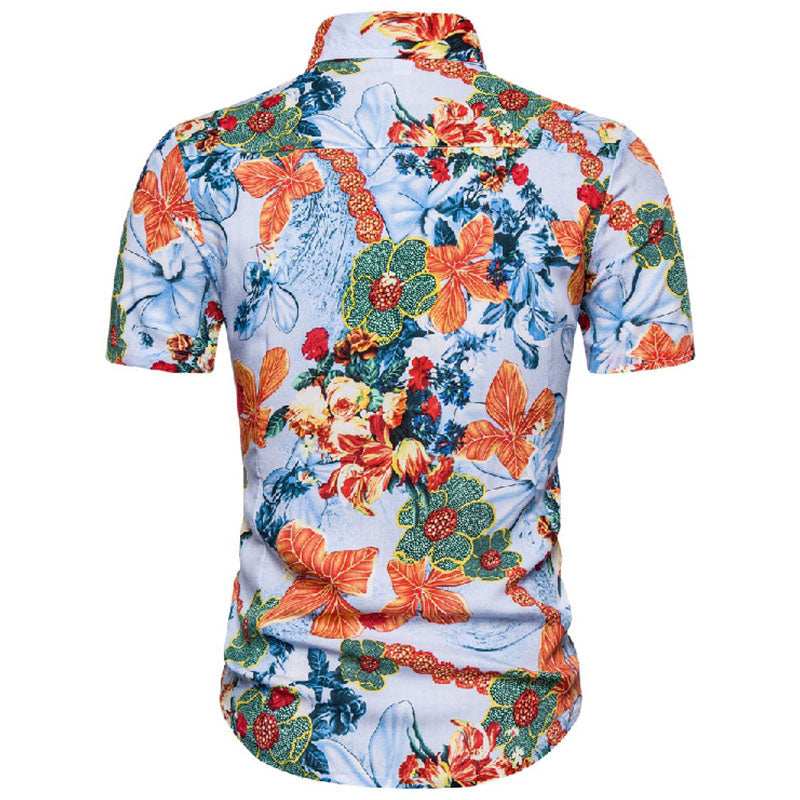 Camisa casual estampada de vacaciones para hombre