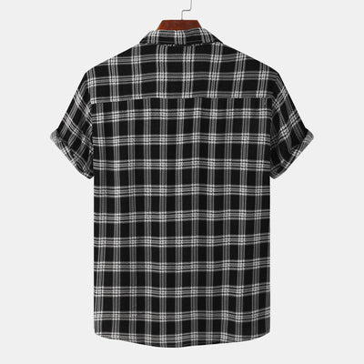 Camisa a cuadros de manga corta para hombre con aspecto vintage