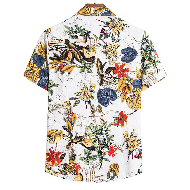 Camisa retro de manga corta para hombre con un fresco diseño floral