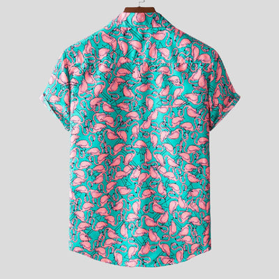 Camisa de vacaciones tropical con estampado para hombre