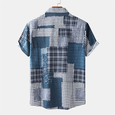 Camiseta de manga corta para hombre con estampado abstracto y aspecto retro