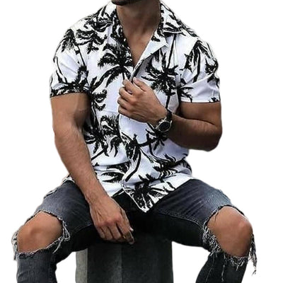 Camisa holgada de hombre con estampado tropical