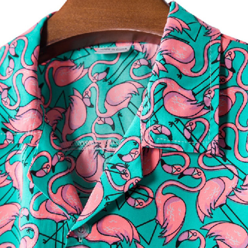 Camisa de vacaciones tropical con estampado para hombre