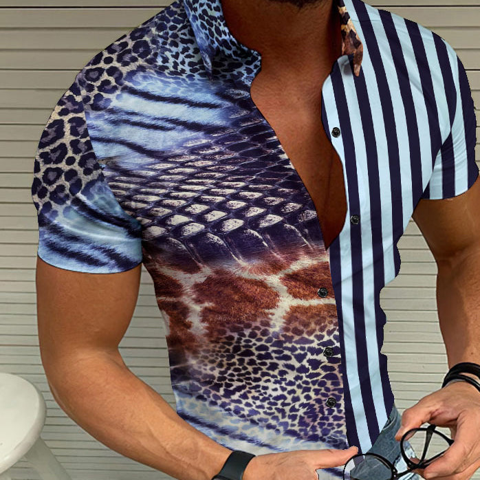 Camisa de rayas para hombre con estampado en contraste