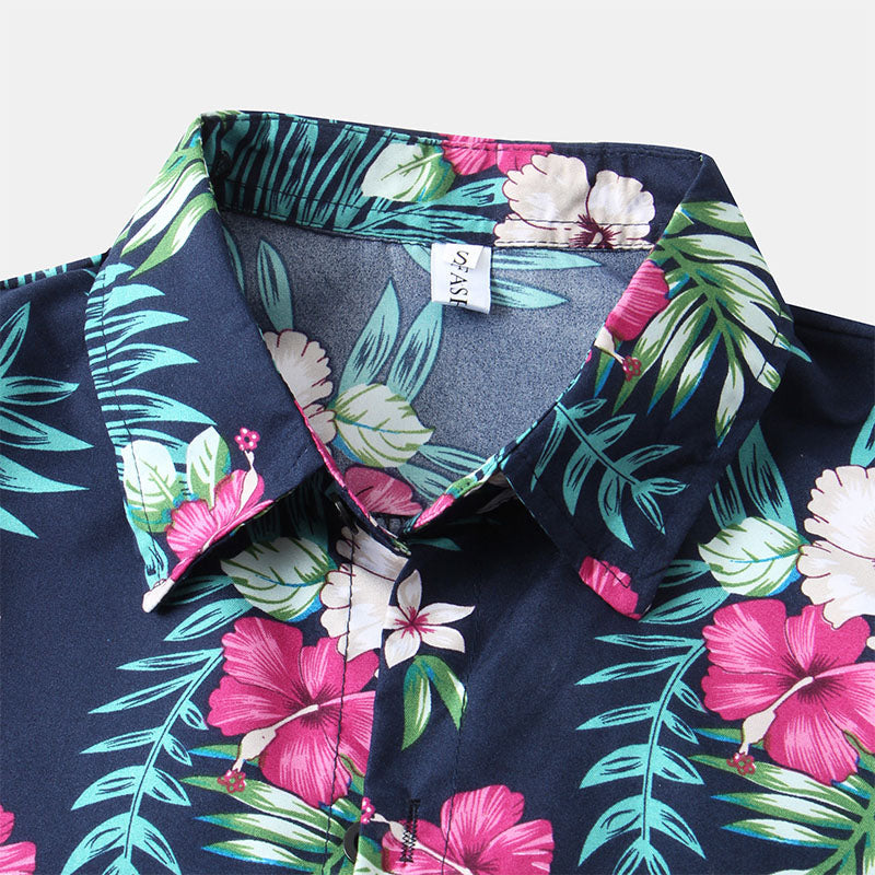 Elegante camisa de manga corta para hombre con estampado floral