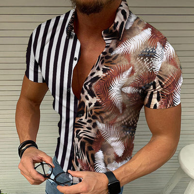 Hannes - Camisa hawaiana de playa con estampado floral para hombre