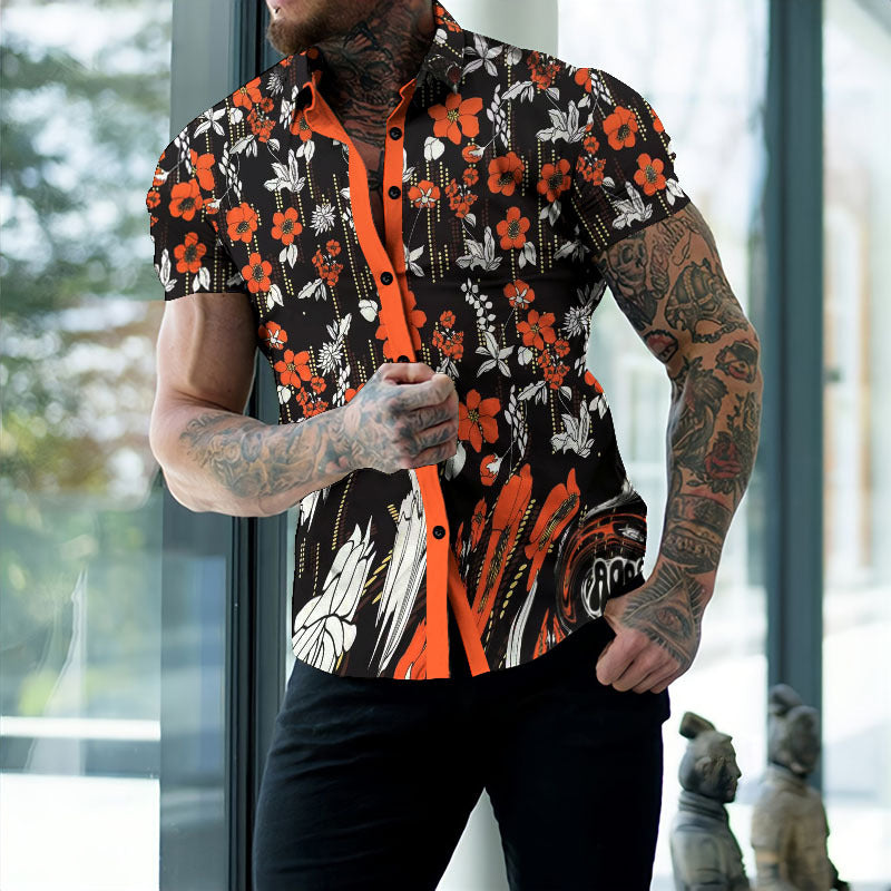 Camisa casual estampada de vacaciones para hombre con diseño tropical