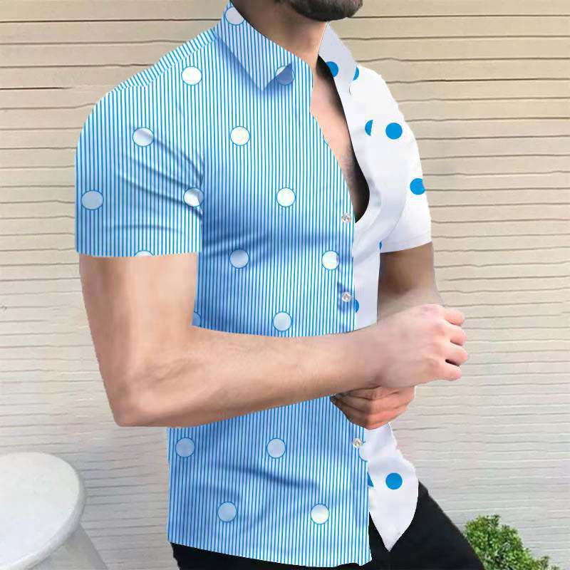 Hordian - Camisa de manga corta para hombre con diseño doble