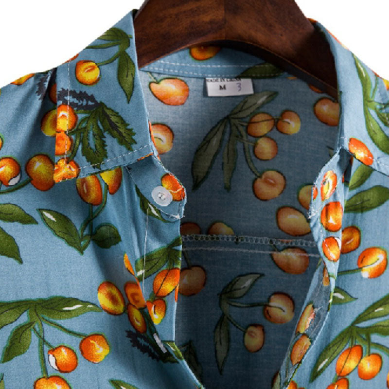 Camisa tropical de manga corta para hombre en azul