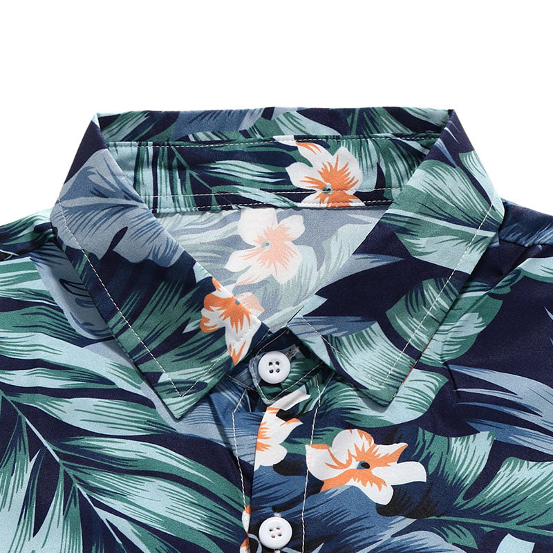 Elegante camisa de manga corta para hombre con diseño hawaiano