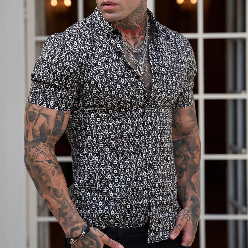 Veraniega camisa slim-fit de caballero con estampado