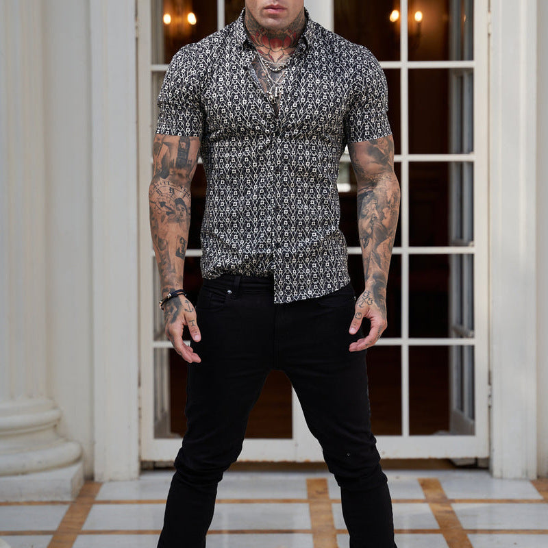 Veraniega camisa slim-fit de caballero con estampado