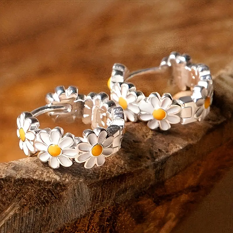 Pendientes Mujer Plateado Diseño Margaritas - Liesel