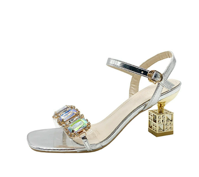 Sandalias mujer tacón decorativo pedrería elegante - Helena