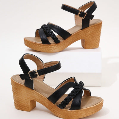 Sandalias tacón medio con trenza - Aveline