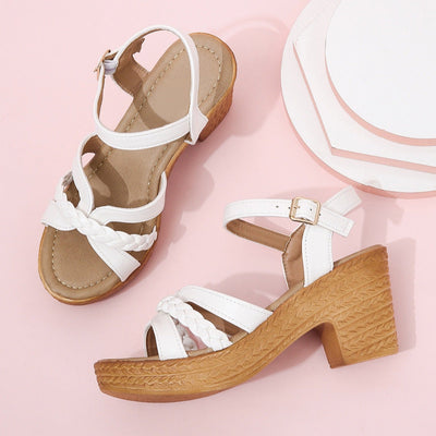 Sandalias tacón medio con trenza - Aveline