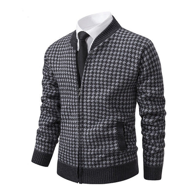 Cárdigan hombre cremallera patrón pata de gallo elegante casual - Søren