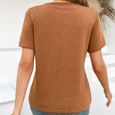 Camiseta para mujer de algodón con costuras decorativas estilo casual - Laia