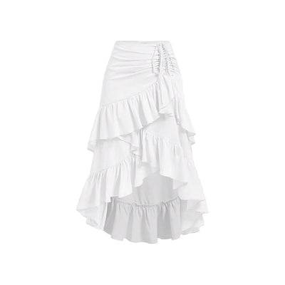 Falda midi para mujer de volantes asimétricos con fruncido lateral corte irregular - Nadège