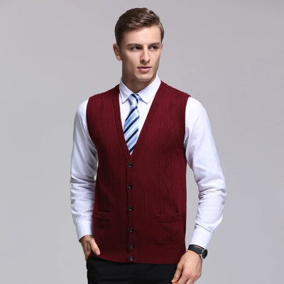 Chaleco hombre tejido canalé sin mangas estilo formal - Edgar