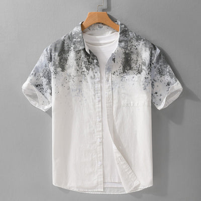 Camisa manga corta para hombre de algodón estampado artístico estilo casual - Jean