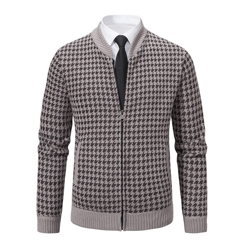 Cárdigan hombre cremallera patrón pata de gallo elegante casual - Søren
