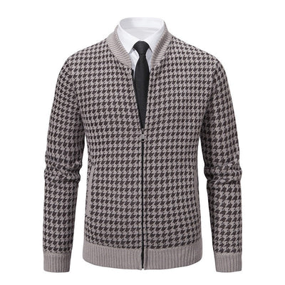 Cárdigan hombre cremallera patrón pata de gallo elegante casual - Søren