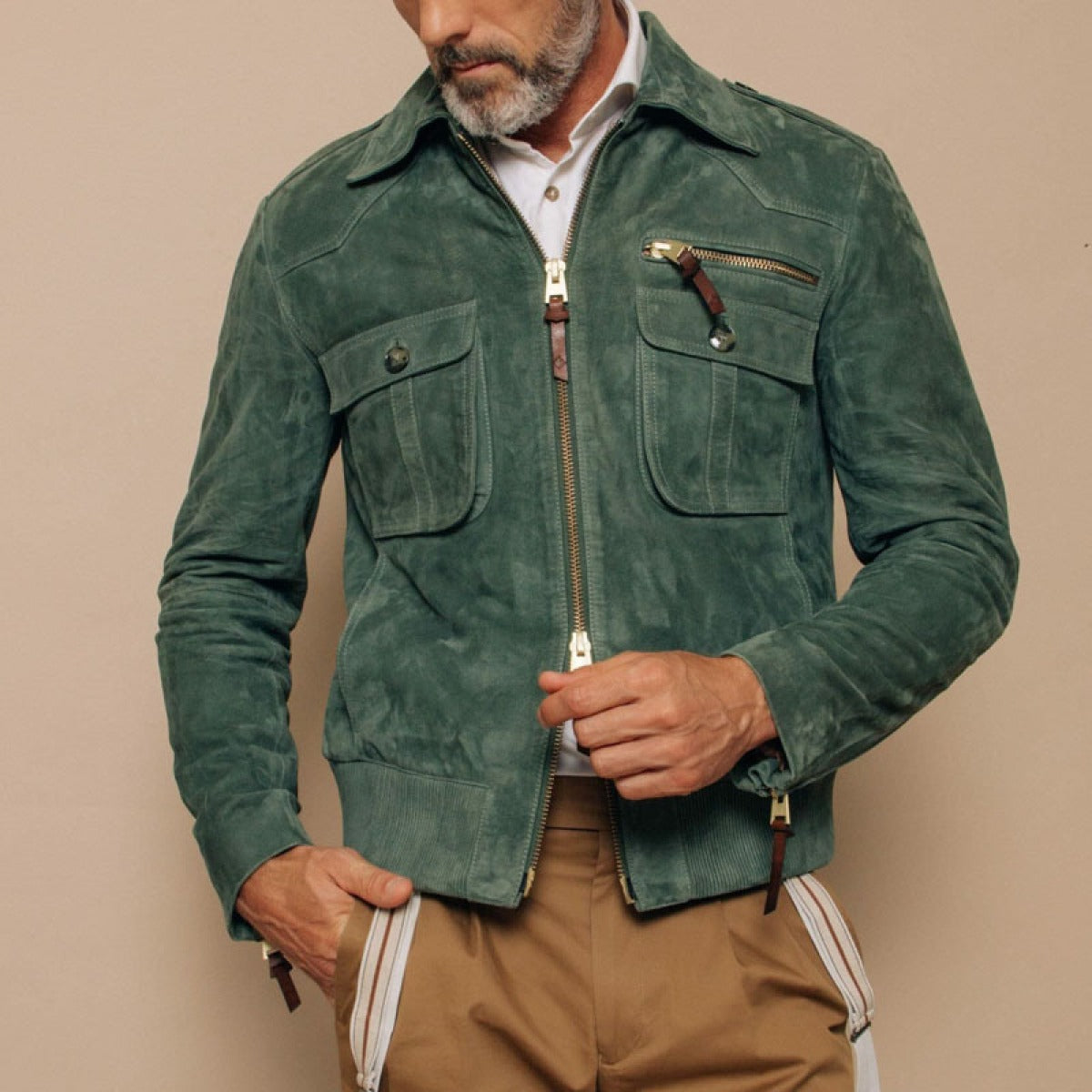 Chaqueta hombre ante sintético cremallera bolsillos - Laurent