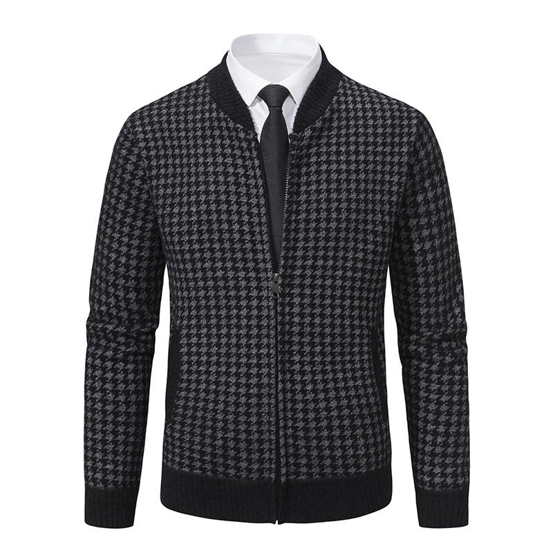 Cárdigan hombre cremallera patrón pata de gallo elegante casual - Søren