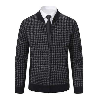 Cárdigan hombre cremallera patrón pata de gallo elegante casual - Søren