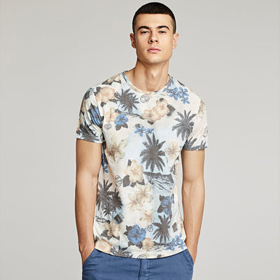 Camiseta para hombre con manga corta estampado floral estilo casual - Mateo