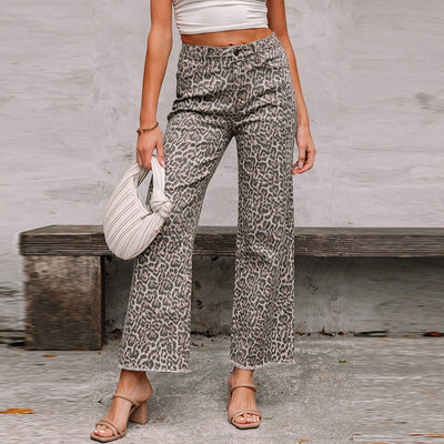 Pantalón mujer tiro alto estampado animal corte recto – Nadine