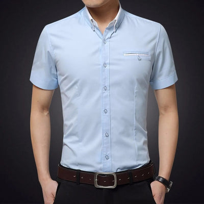 Camisa para hombre de manga corta algodón corte slim - Adrien