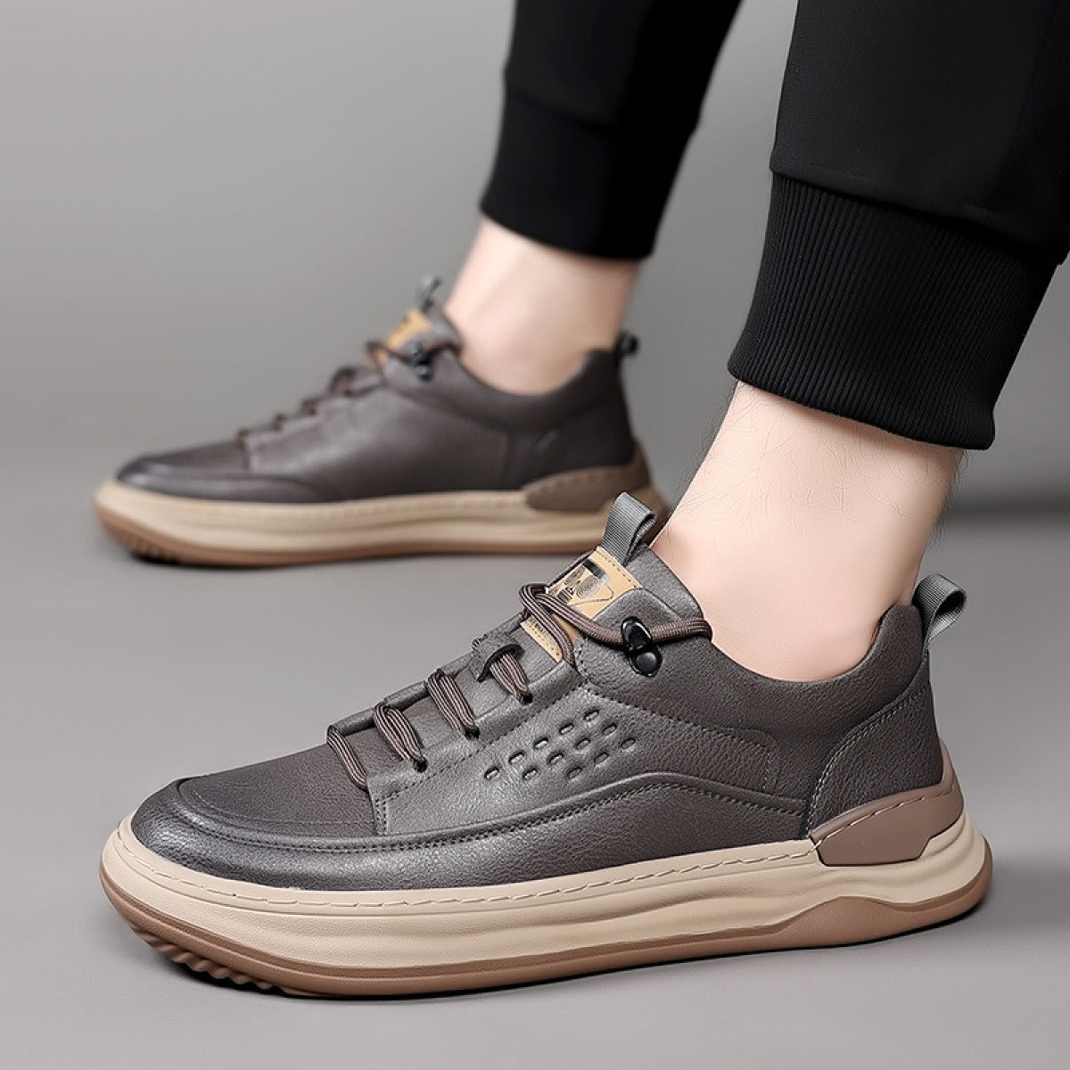 Zapatillas casuales para hombre de cuero sintético con cordones elásticos - Édgar