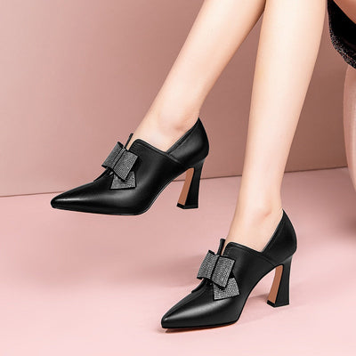 Zapatos de tacón para mujer lazo decorativo estilo elegante - Clara
