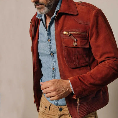 Chaqueta hombre ante sintético cremallera bolsillos - Laurent