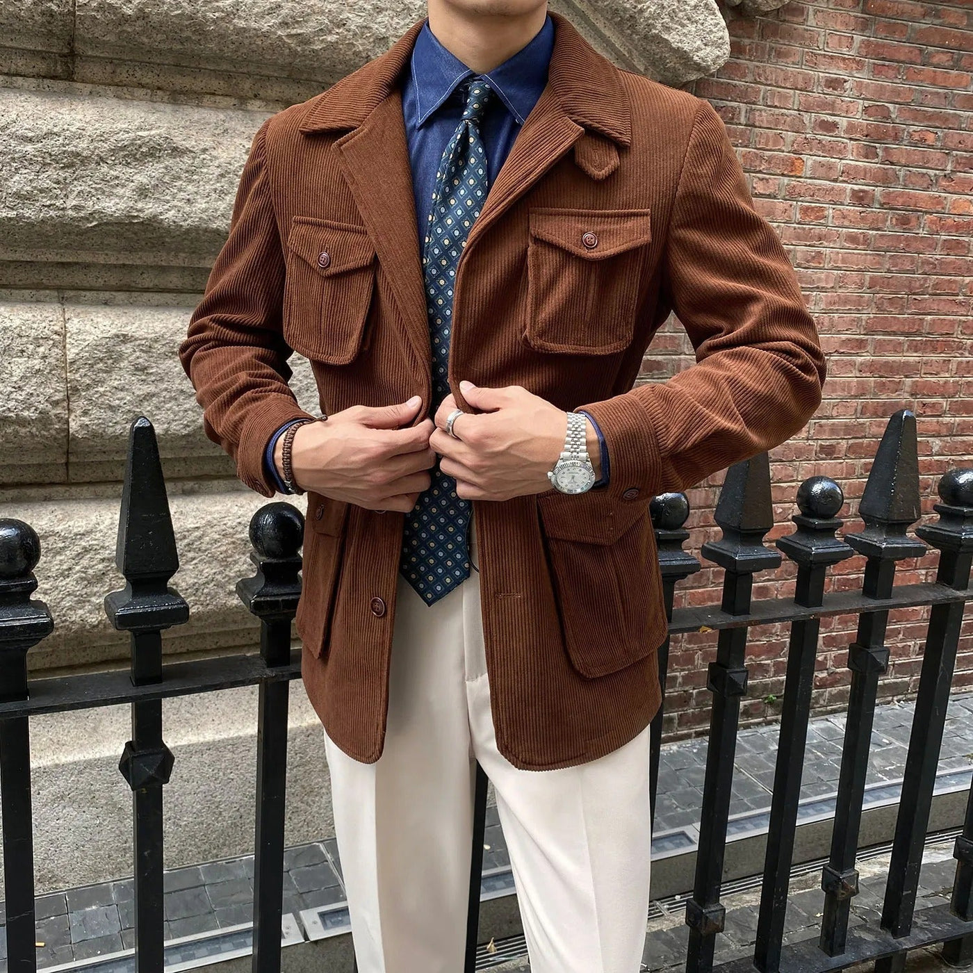 Americana hombre pana bolsillos utilitarios corte clásico - Dino