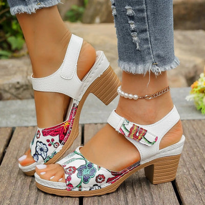 Sandalias para mujer de piel sintética tacón medio - Vanessa