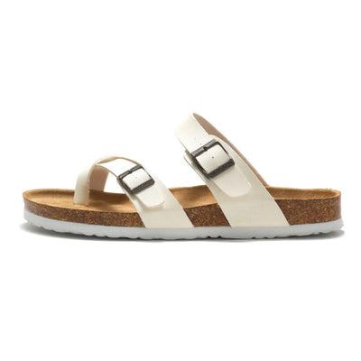 Sandalias mujer planas tiras cruzadas hebillas - Ninfa