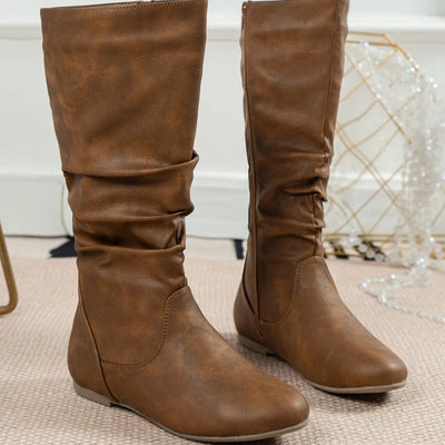 Botas planas de caña alta con fruncido lateral - Rhea