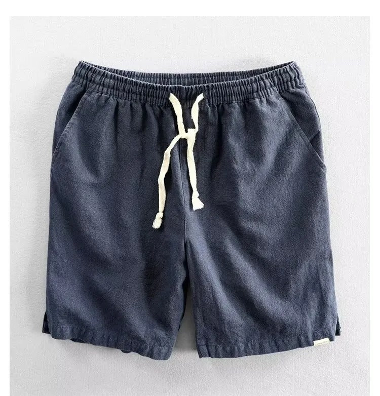 Pantalones cortos hombre lino ajuste holgado con cordón - Tobias