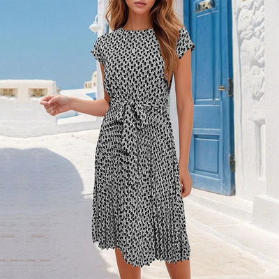 Vestido midi para mujer estampado geométrico estilo fluido - Camila