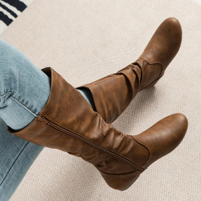 Botas planas de caña alta con fruncido lateral - Rhea