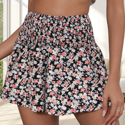 Pantalones cortos para mujer con estampado floral cintura fruncida - Lorea