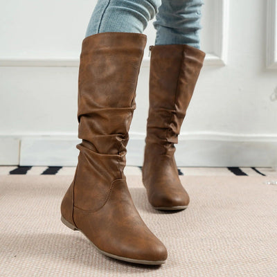Botas planas de caña alta con fruncido lateral - Rhea