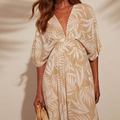 Vestido para mujer bohemio con escote en V manga kimono - Yara