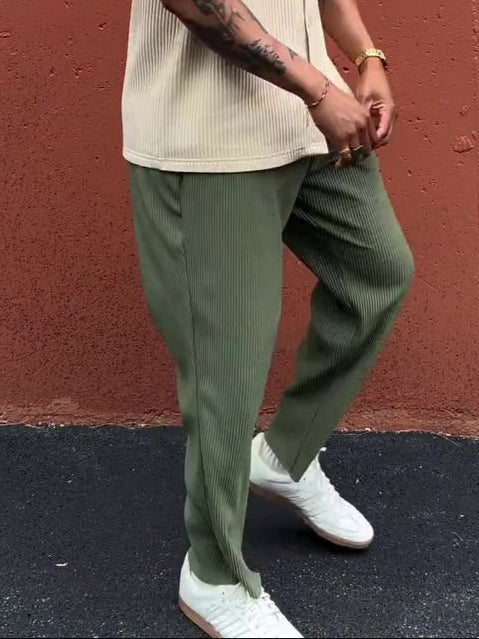 Pantalón hombre recto acanalado de tiro medio - Hugo
