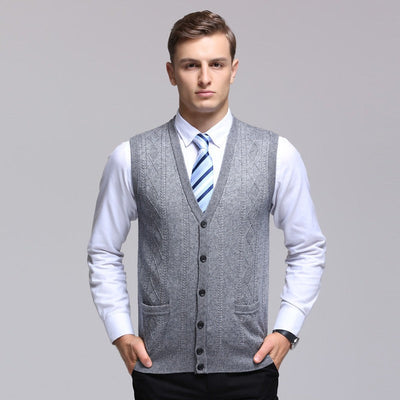 Chaleco hombre tejido canalé sin mangas estilo formal - Edgar